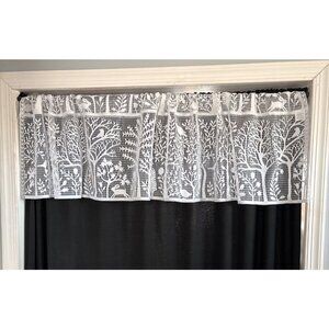 Heritage Lace 62” W x 15” L White Bird Tree Pattern Sheer Valance Polyester